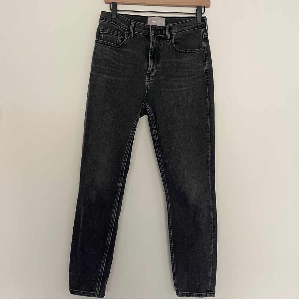 Everlane Womens Faded Black Denim Jeans Size 28 Ankle High Rise Skinny